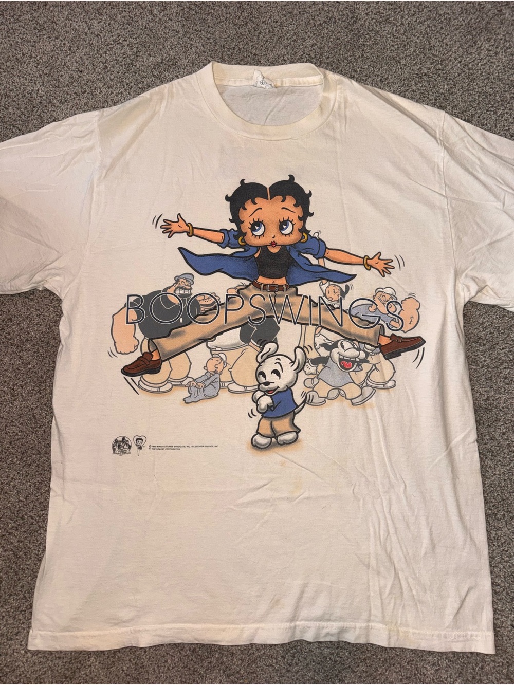 Vintage 1998 Betty Boop Boop Swings Popeye T Shirt XXL Made USA 90s